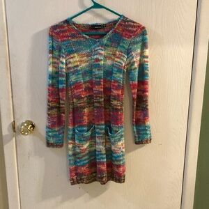 Girls multi-color Knit sweater dress/tunic. large